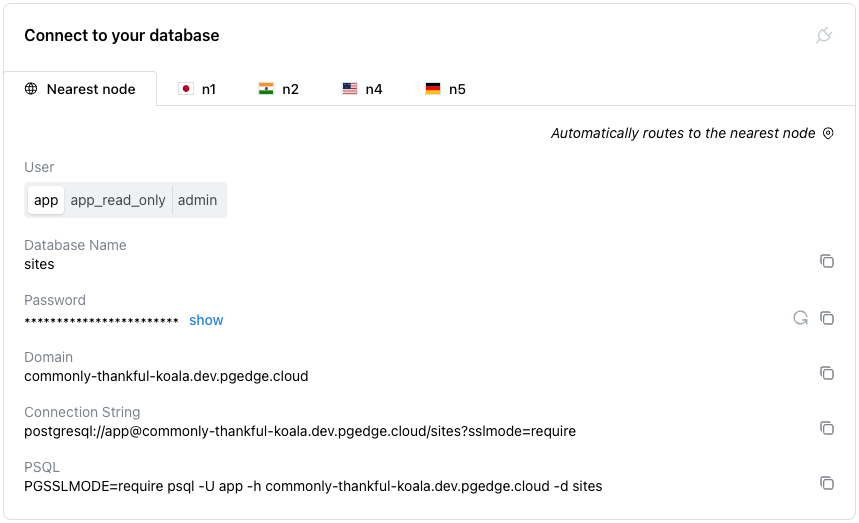 Connecting to a database after creating tables