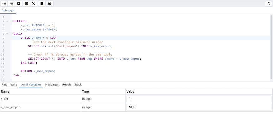 Debugger step-in demo